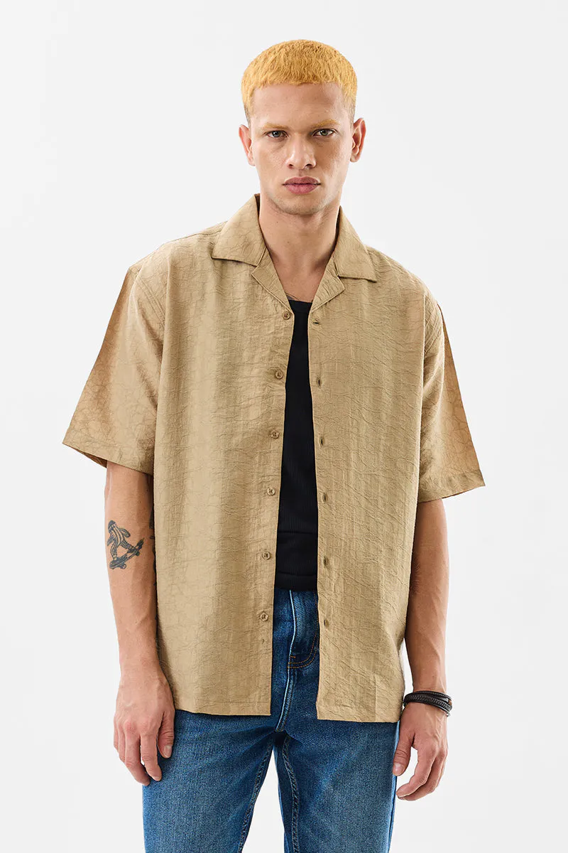 Relaxed Fit Textured Beige Shirt