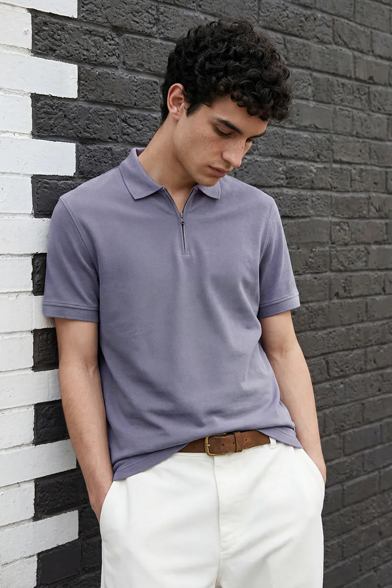 100% Cotton Zipper Polo T-Shirt