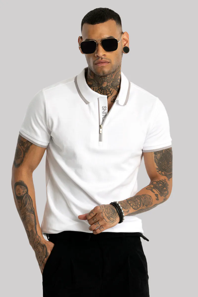 Pink Zipper Polo T-Shirt