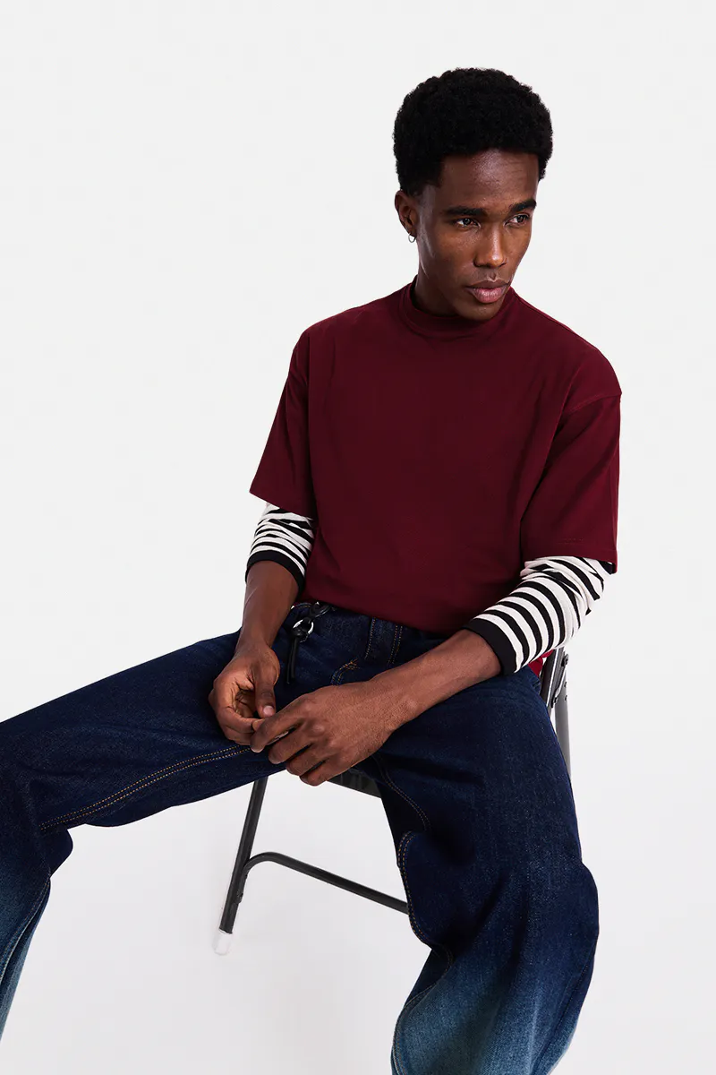 Sleek Striped Brown Polo T-Shirt